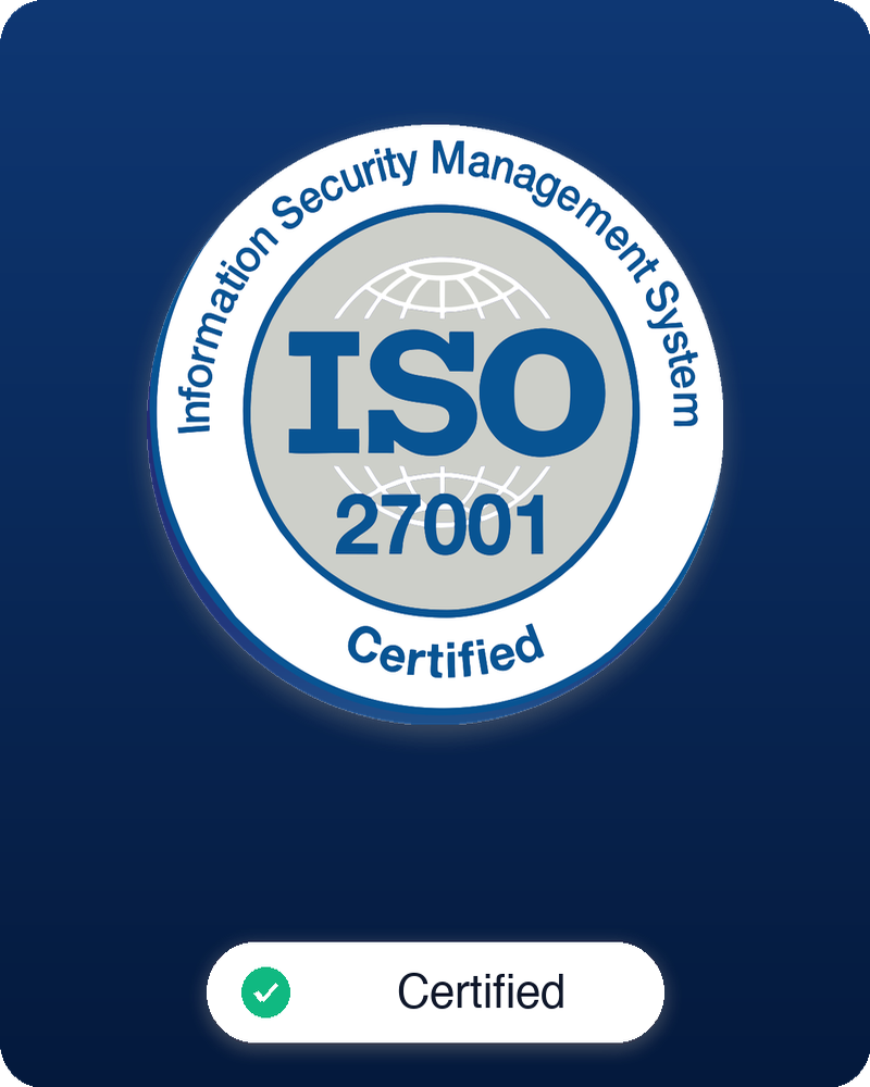 ISO/IEC 27001 Information Security Management System Certified